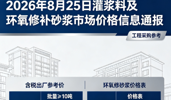 禅城2026年8月25日灌浆料及环氧修补砂浆市场价格信息通报